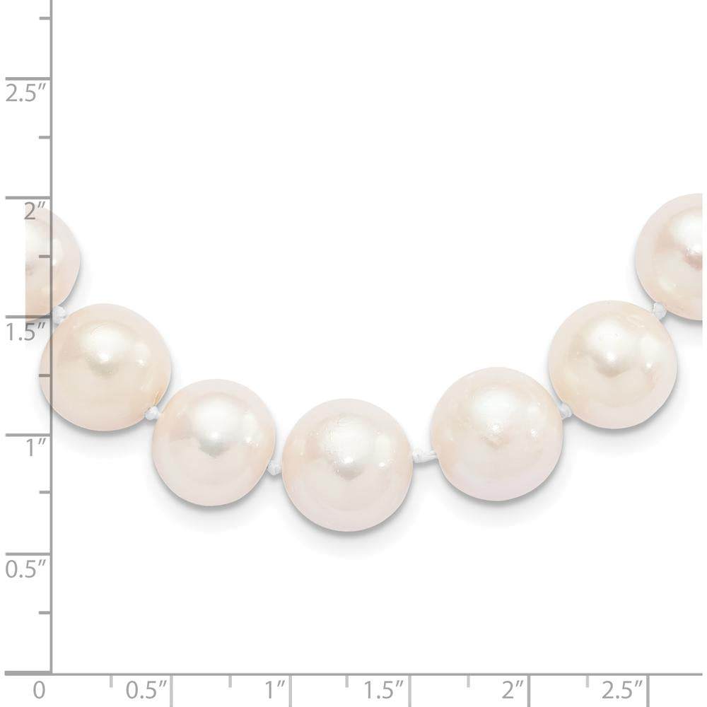 Sterling Silver Rhodium-Plated 24" Necklace with 11-12mm White Near-Round Freshwater Cultured Pearls by Monteluci Fine Jewelry