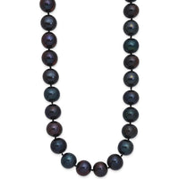 Sterling Silver Rhodium-Plated 24" Necklace with Black Freshwater Cultured Near-Round Pearls - 10-11mm by Monteluci Fine Jewelry