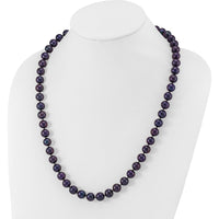 Sterling Silver Rhodium-Plated 24" Necklace with Black Freshwater Cultured Near-Round Pearls - 10-11mm by Monteluci Fine Jewelry