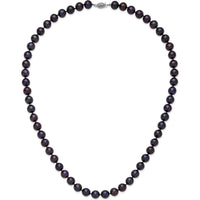 Sterling Silver Rhodium-Plated 24" Necklace with Black Freshwater Cultured Near-Round Pearls - 10-11mm by Monteluci Fine Jewelry