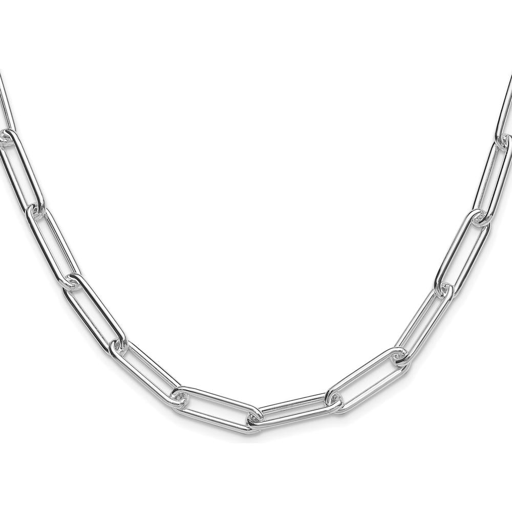 Sterling Silver Rhodium-Plated 24" Paperclip Chain Necklace by Lumare Gioia