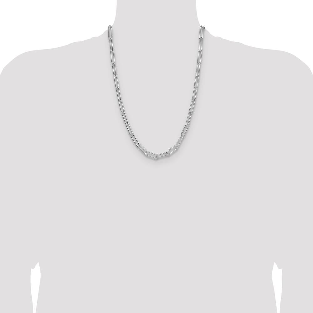Sterling Silver Rhodium-Plated 24" Paperclip Chain Necklace by Lumare Gioia