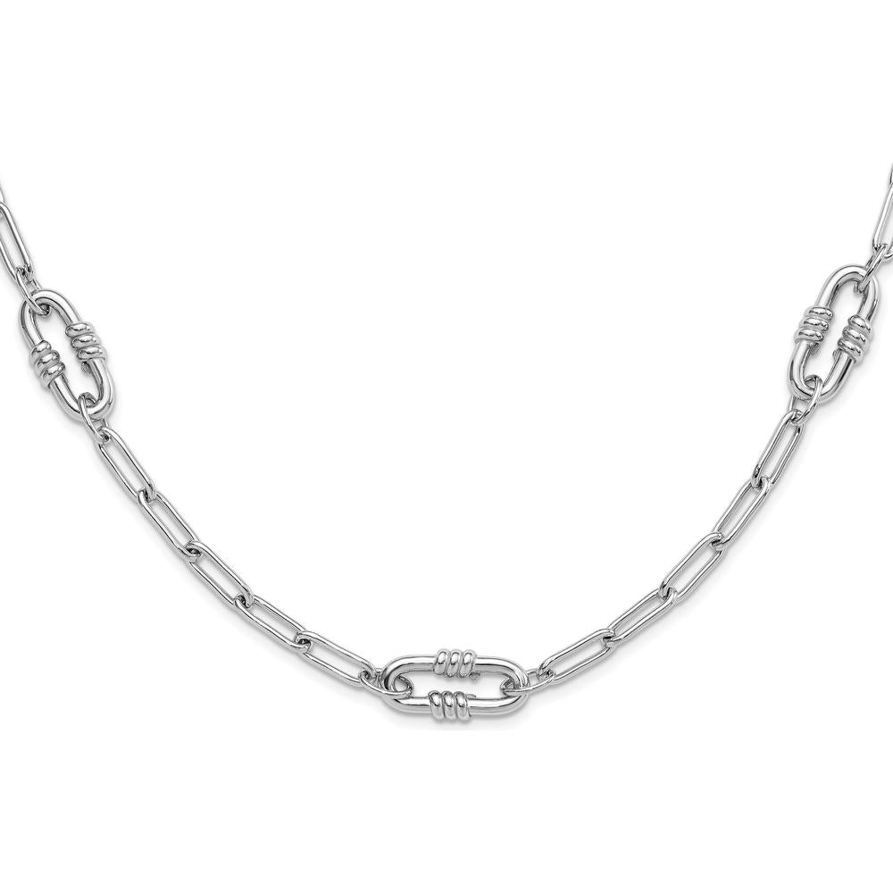 Sterling Silver Rhodium-Plated 24" Paperclip Link Necklace by Lumare Gioia