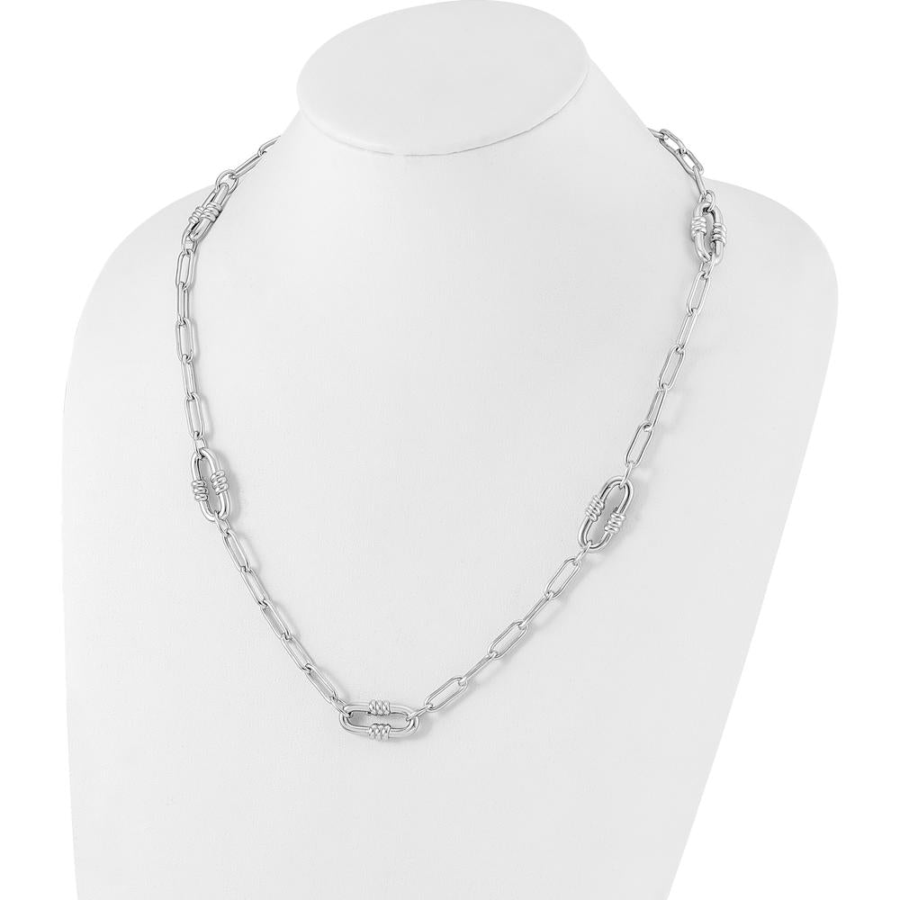Sterling Silver Rhodium-Plated 24" Paperclip Link Necklace by Lumare Gioia