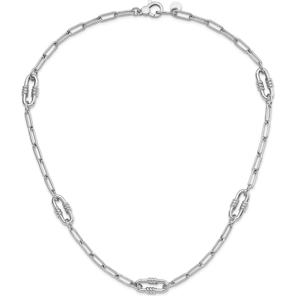 Sterling Silver Rhodium-Plated 24" Paperclip Link Necklace by Lumare Gioia