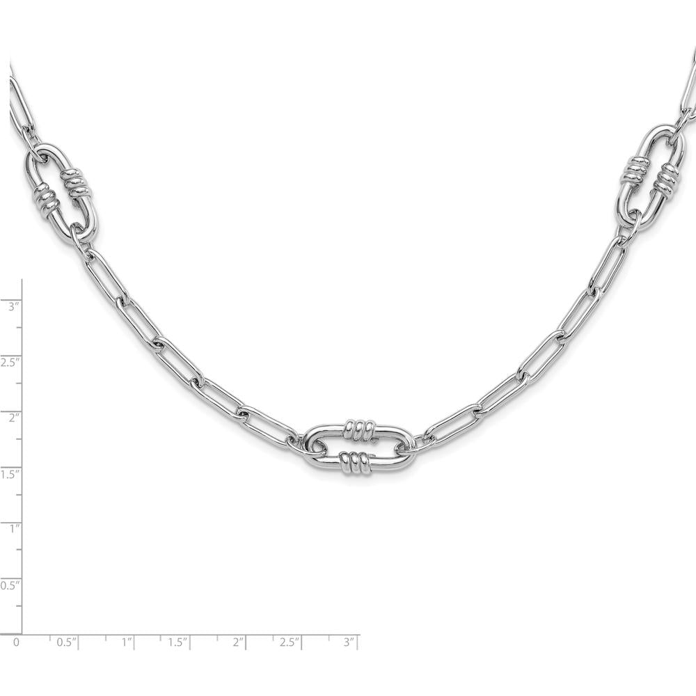 Sterling Silver Rhodium-Plated 24" Paperclip Link Necklace by Lumare Gioia