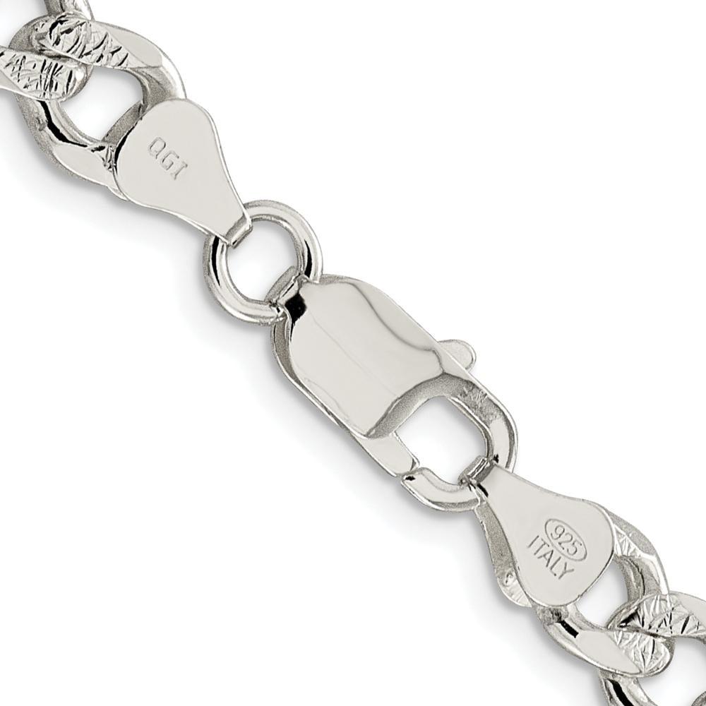Sterling Silver Rhodium-Plated 24" Pavé Curb Chain - 7.5mm Width by Lumare Gioia