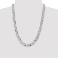 Sterling Silver Rhodium-Plated 24" Pave Curb Chain Necklace - 10.5mm Width by Lumare Gioia