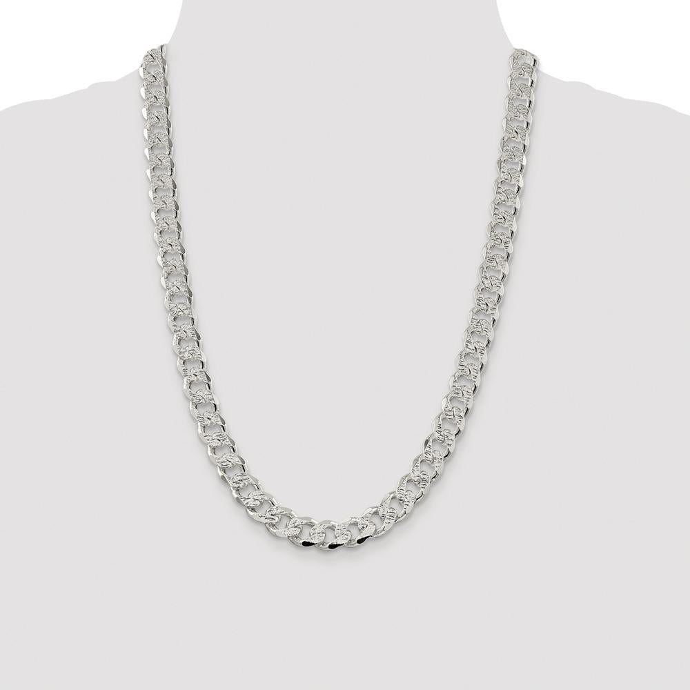 Sterling Silver Rhodium-Plated 24" Pave Curb Chain Necklace - 10.5mm Width by Lumare Gioia