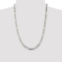 Sterling Silver Rhodium-Plated 24" Pavé Flat Figaro Chain - Polished Finish by Lumare Gioia