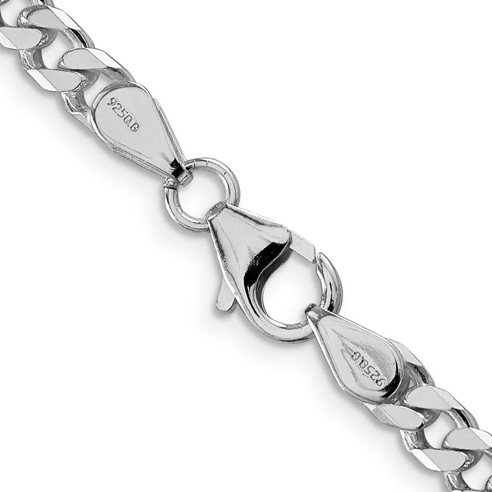 Sterling Silver Rhodium-Plated 24" Polished 5mm Curb Chain Necklace by Lumare Gioia