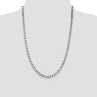 Sterling Silver Rhodium-Plated 24" Polished 5mm Curb Chain Necklace by Lumare Gioia