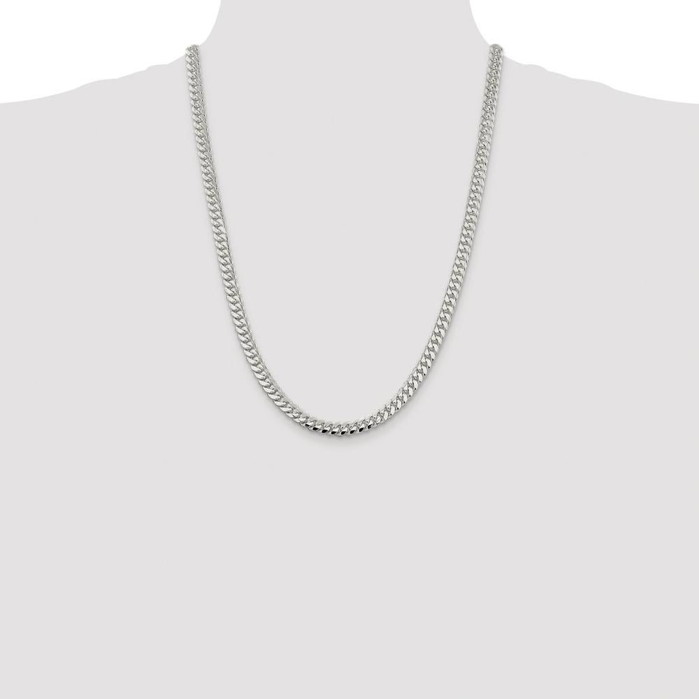 Sterling Silver Rhodium-Plated 24" Polished Curb Chain - 6.4mm Width by Lumare Gioia