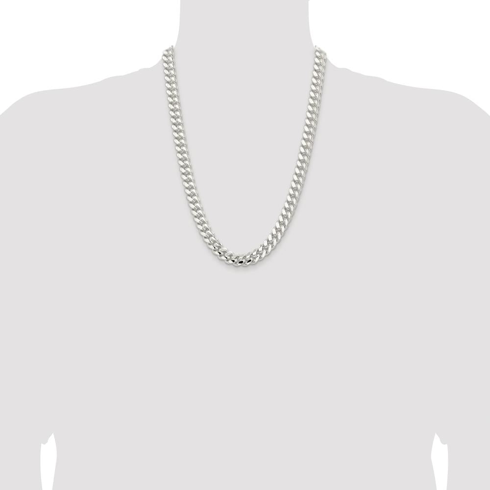 Sterling Silver Rhodium-Plated 24" Polished Domed Curb Chain - 10.7mm Width by Lumare Gioia