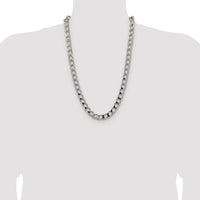 Sterling Silver Rhodium-Plated 26" 10.3mm Diamond-Cut Square Curb Chain by Lumare Gioia