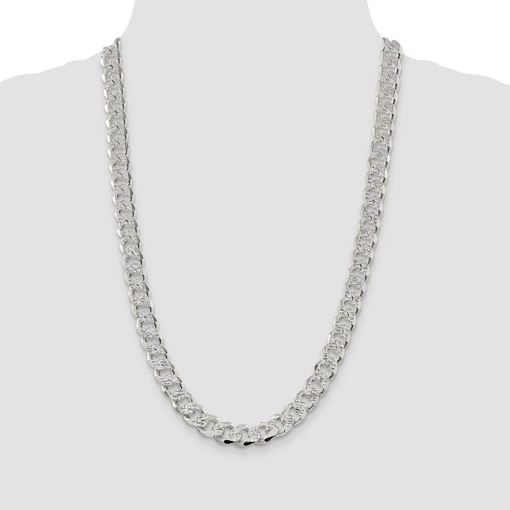 Sterling Silver Rhodium-Plated 26" 11.0mm Pavé Curb Chain Necklace by Lumare Gioia
