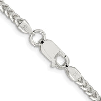 Sterling Silver Rhodium-Plated 26" 3.1mm Diamond-Cut Square Franco Chain with Lobster Clasp by Lumare Gioia