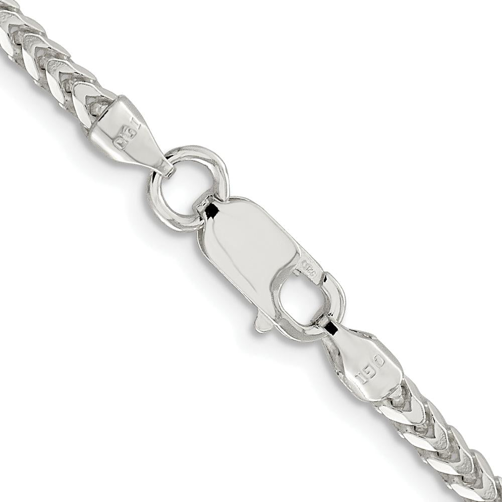 Sterling Silver Rhodium-Plated 26" 3.1mm Diamond-Cut Square Franco Chain with Lobster Clasp by Lumare Gioia