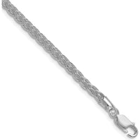 Sterling Silver Rhodium-Plated 26" 3.5mm Diamond-Cut Square Spiga Chain by Lumare Gioia