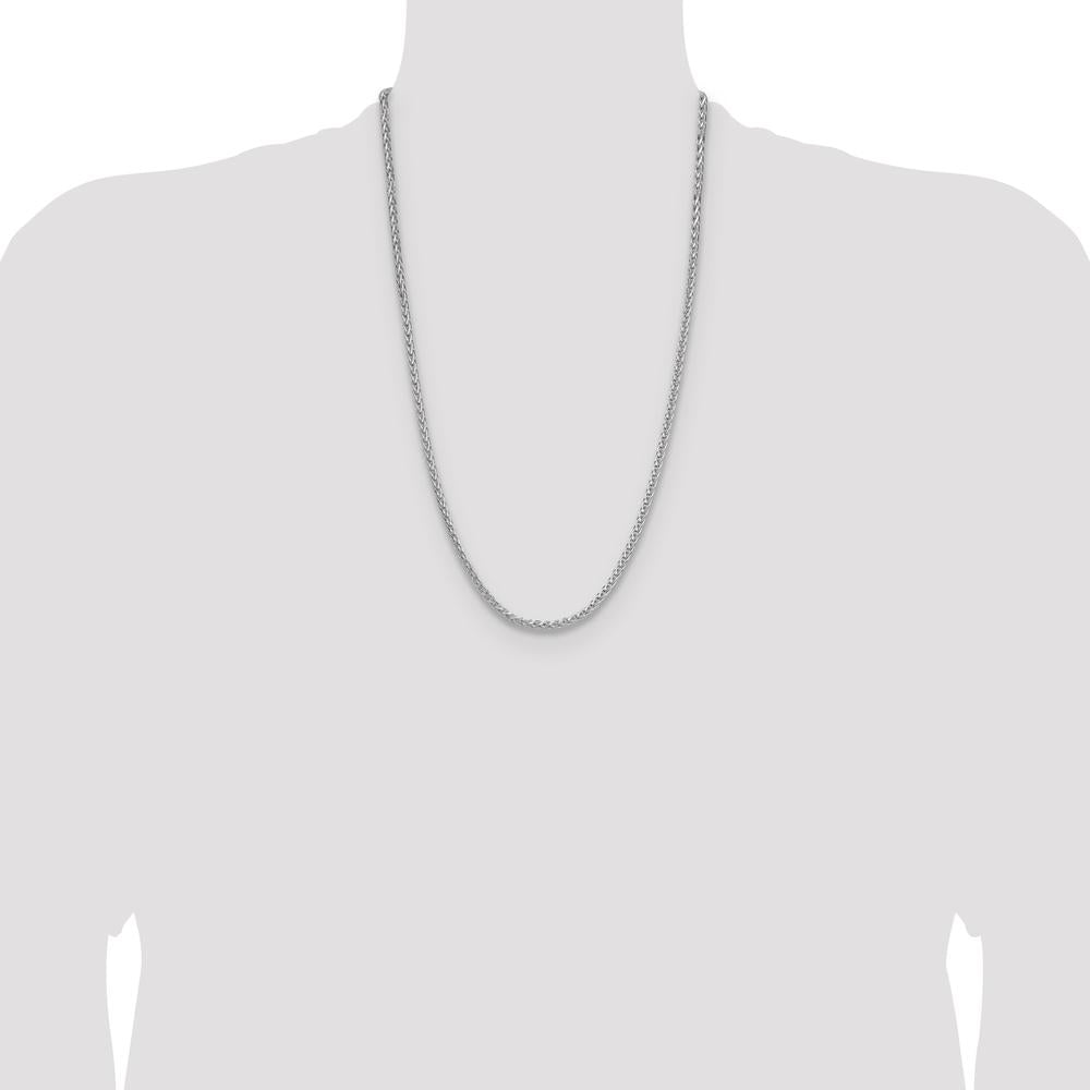 Sterling Silver Rhodium-Plated 26" 3.5mm Diamond-Cut Square Spiga Chain by Lumare Gioia