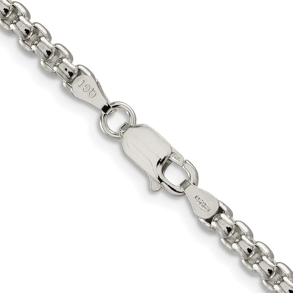 Sterling Silver Rhodium-Plated 26" 3.6mm Round Box Chain with Polished Finish by Lumare Gioia