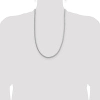 Sterling Silver Rhodium-Plated 26" 3.8mm Diamond-Cut Round Franco Chain by Lumare Gioia