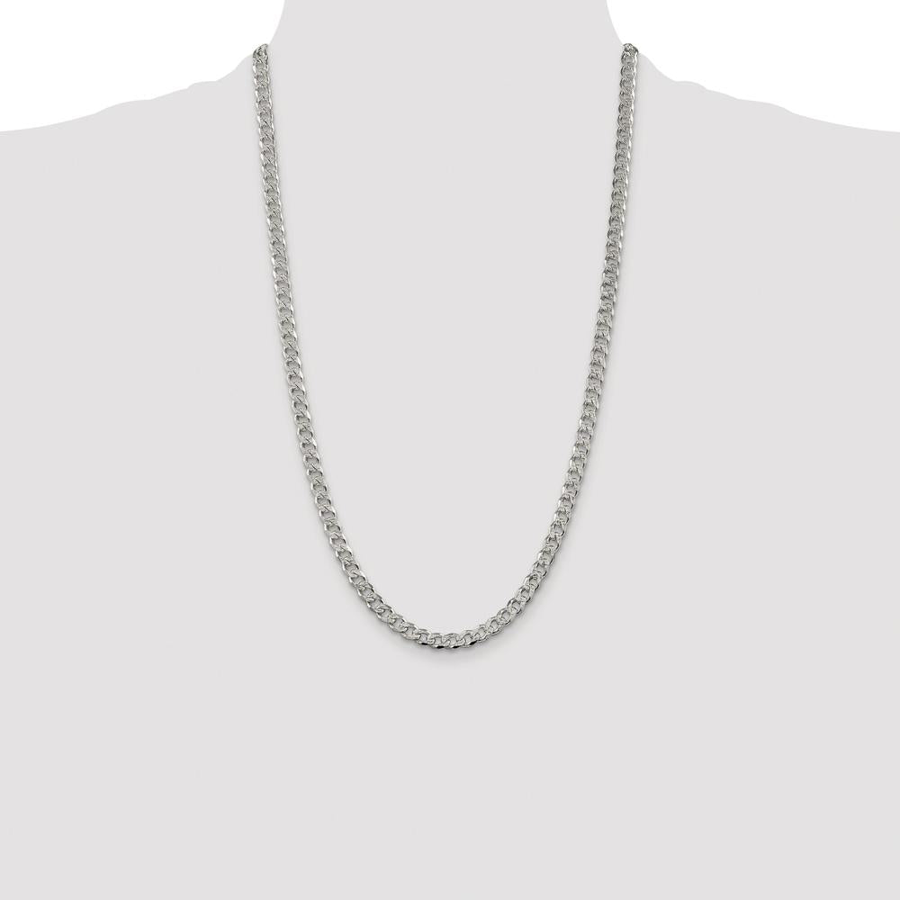 Sterling Silver Rhodium-Plated 26" 5.5mm Pavé Curb Chain Necklace by Lumare Gioia