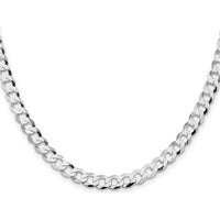 Sterling Silver Rhodium-Plated 26" 6.8mm Flat Curb Chain with Lobster Clasp by Lumare Gioia