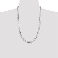 Sterling Silver Rhodium-Plated 26" 6.8mm Flat Curb Chain with Lobster Clasp by Lumare Gioia
