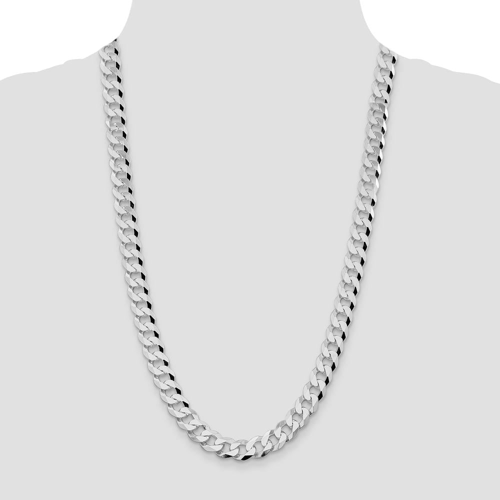 Sterling Silver Rhodium-Plated 26" Beveled Curb Chain - 10.6mm Width by Lumare Gioia