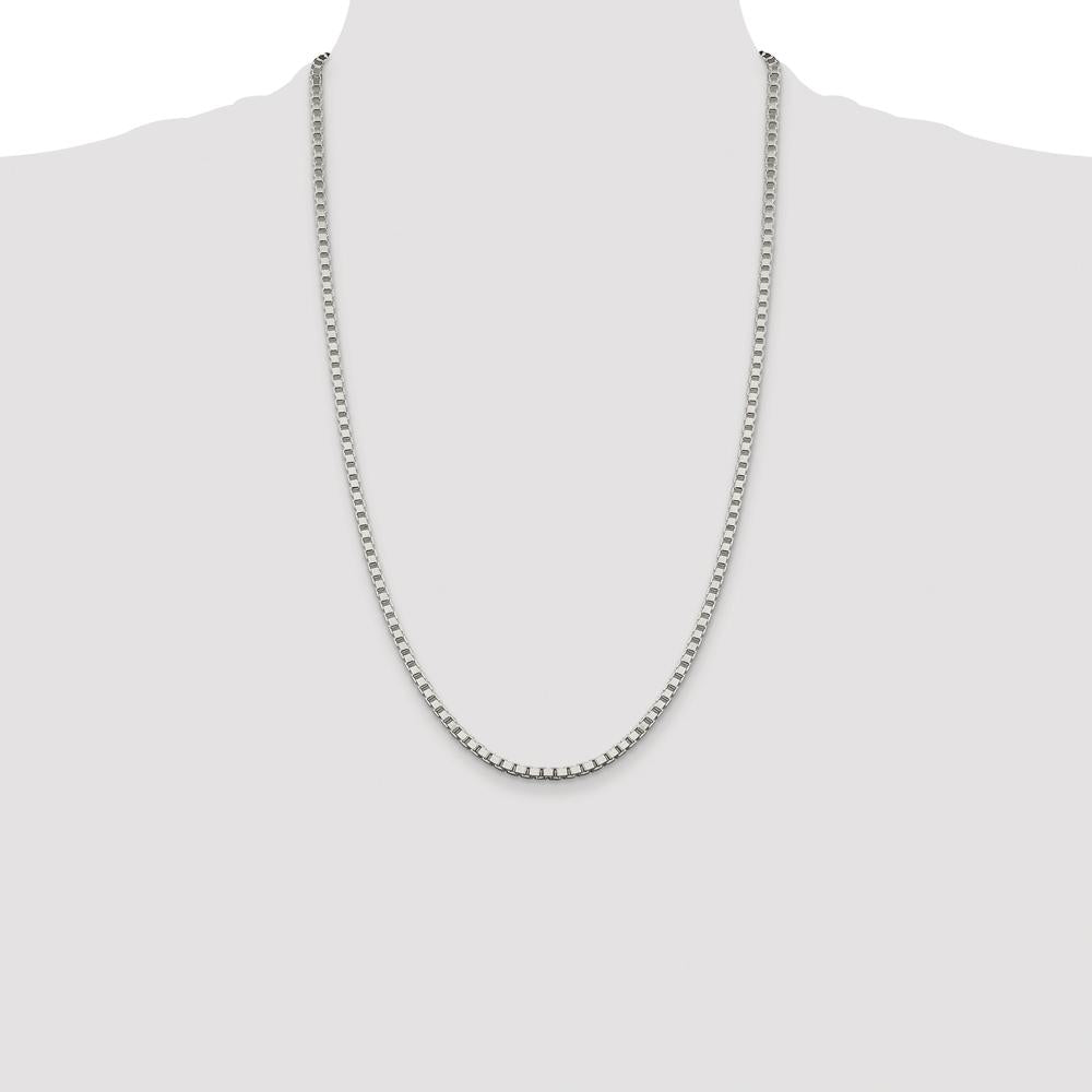Sterling Silver Rhodium-Plated 26" Box Chain Necklace - 3.25mm Width by Lumare Gioia