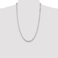 Sterling Silver Rhodium-Plated 26" Cable Chain with Diamond-Cut Links - 5.75mm Width by Lumare Gioia