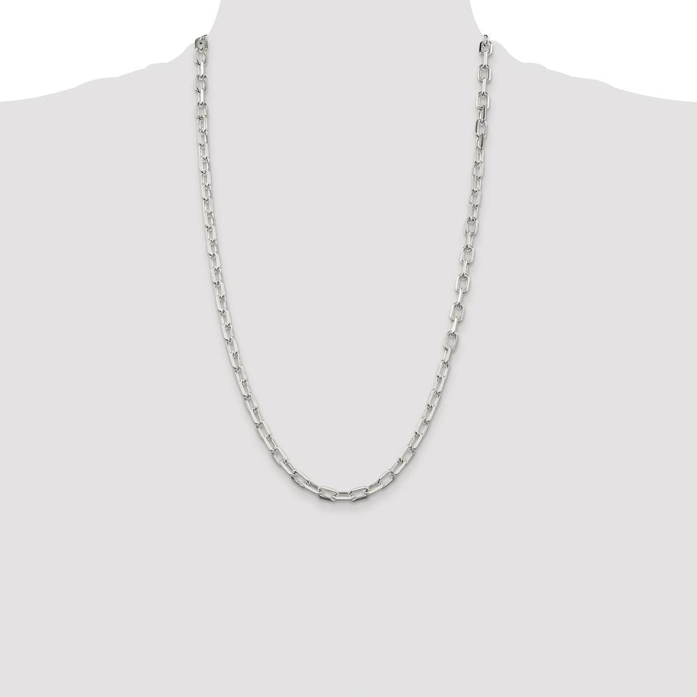 Sterling Silver Rhodium-Plated 26" Cable Chain with Diamond-Cut Links - 5.75mm Width by Lumare Gioia