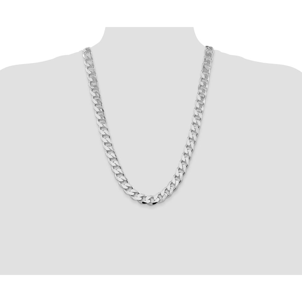 Sterling Silver Rhodium-Plated 26" Curb Chain Necklace - 13mm Width by Lumare Gioia