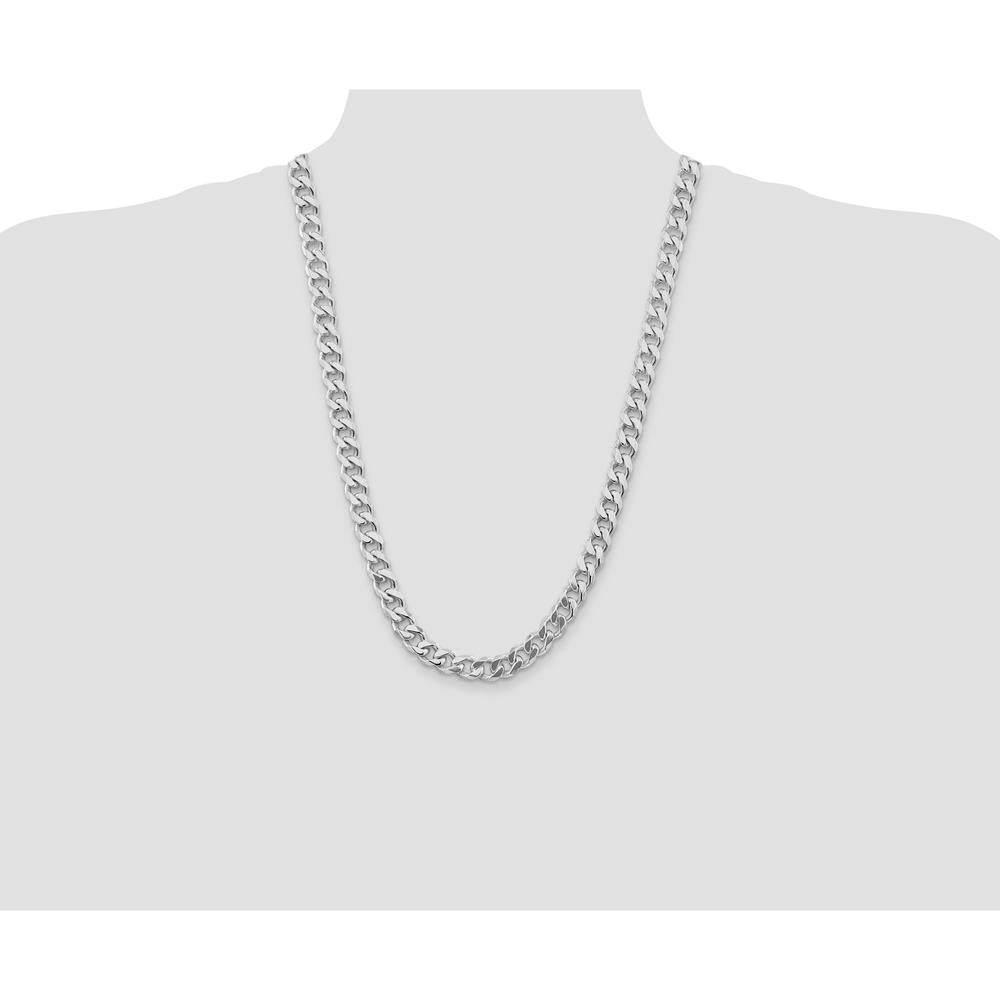 Sterling Silver Rhodium-Plated 26" Curb Chain Necklace - 9.3mm Width by Lumare Gioia