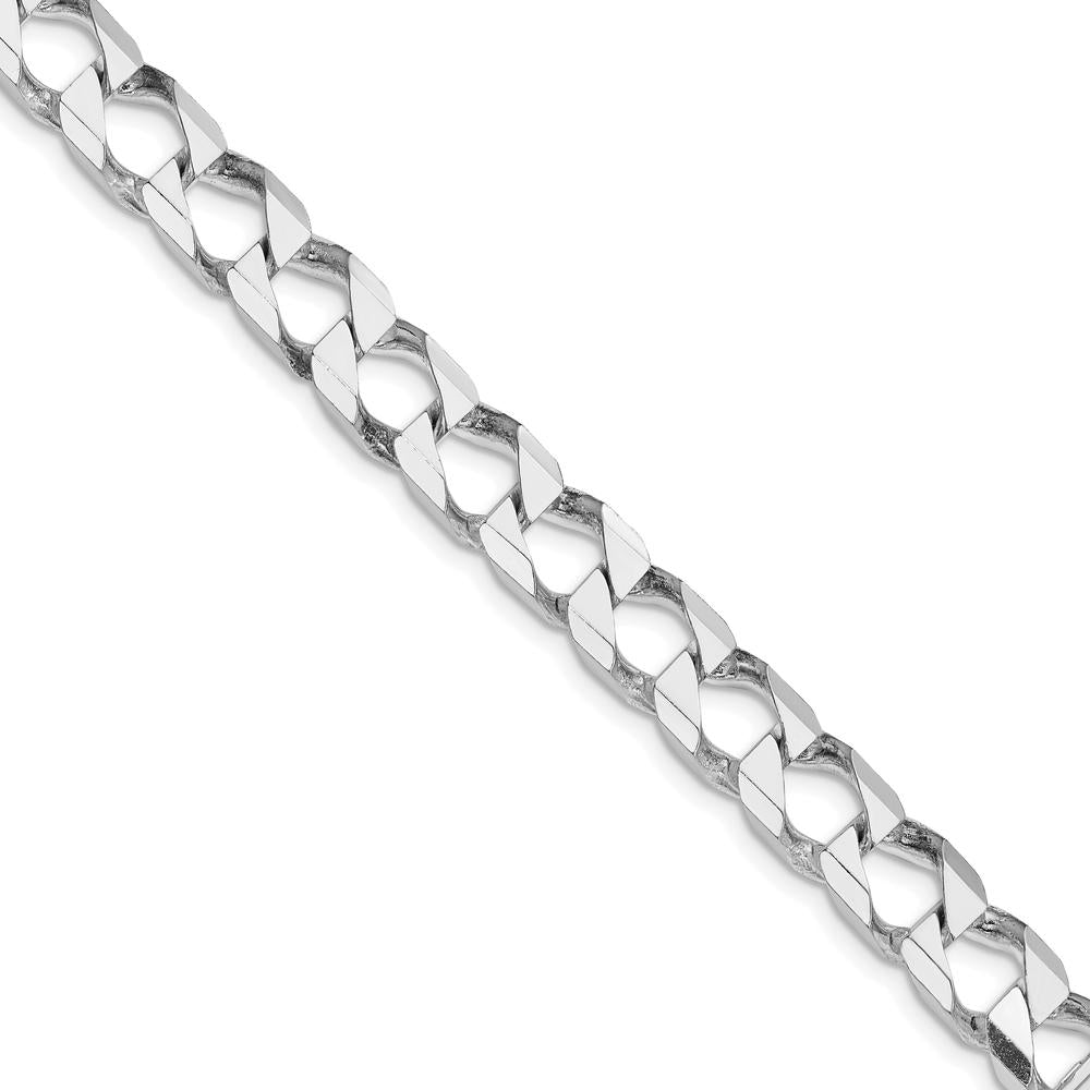 Sterling Silver Rhodium-Plated 26" Diamond-Cut Curb Chain Necklace - 8.6mm Width by Lumare Gioia