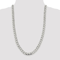 Sterling Silver Rhodium-Plated 26" Diamond-Cut Curb Chain Necklace - 8.6mm Width by Lumare Gioia