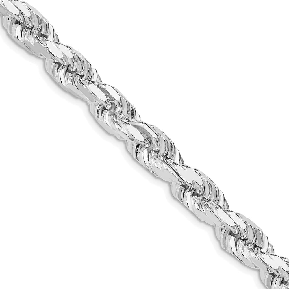 Sterling Silver Rhodium-Plated 26" Diamond-Cut Rope Chain - 7.8mm Width by Lumare Gioia