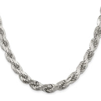 Sterling Silver Rhodium-Plated 26" Diamond-Cut Rope Chain - 7.8mm Width by Lumare Gioia