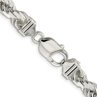 Sterling Silver Rhodium-Plated 26" Diamond-Cut Rope Chain - 7.8mm Width by Lumare Gioia
