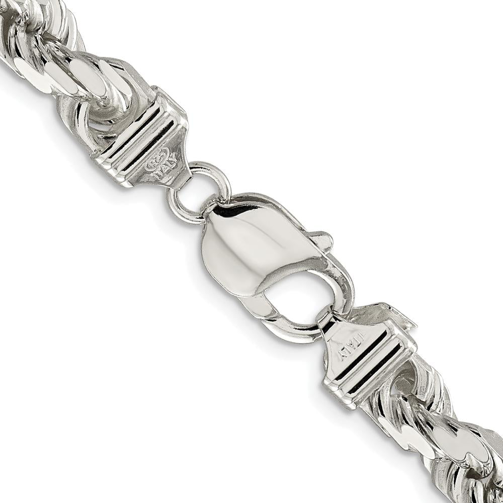 Sterling Silver Rhodium-Plated 26" Diamond-Cut Rope Chain - 7.8mm Width by Lumare Gioia