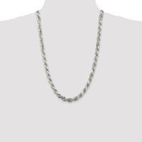 Sterling Silver Rhodium-Plated 26" Diamond-Cut Rope Chain - 7.8mm Width by Lumare Gioia