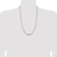 Sterling Silver Rhodium-Plated 26" Domed Curb Chain Necklace - 9mm Width by Lumare Gioia
