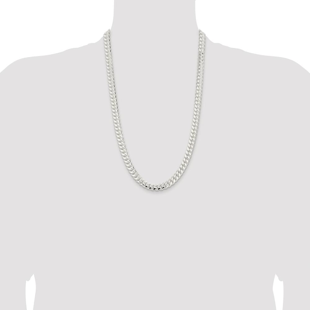 Sterling Silver Rhodium-Plated 26" Domed Curb Chain Necklace - 9mm Width by Lumare Gioia