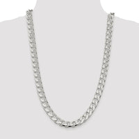 Sterling Silver Rhodium-Plated 26" Domed Curb Chain with Diamond-Cut Texture - 11mm Width by Lumare Gioia