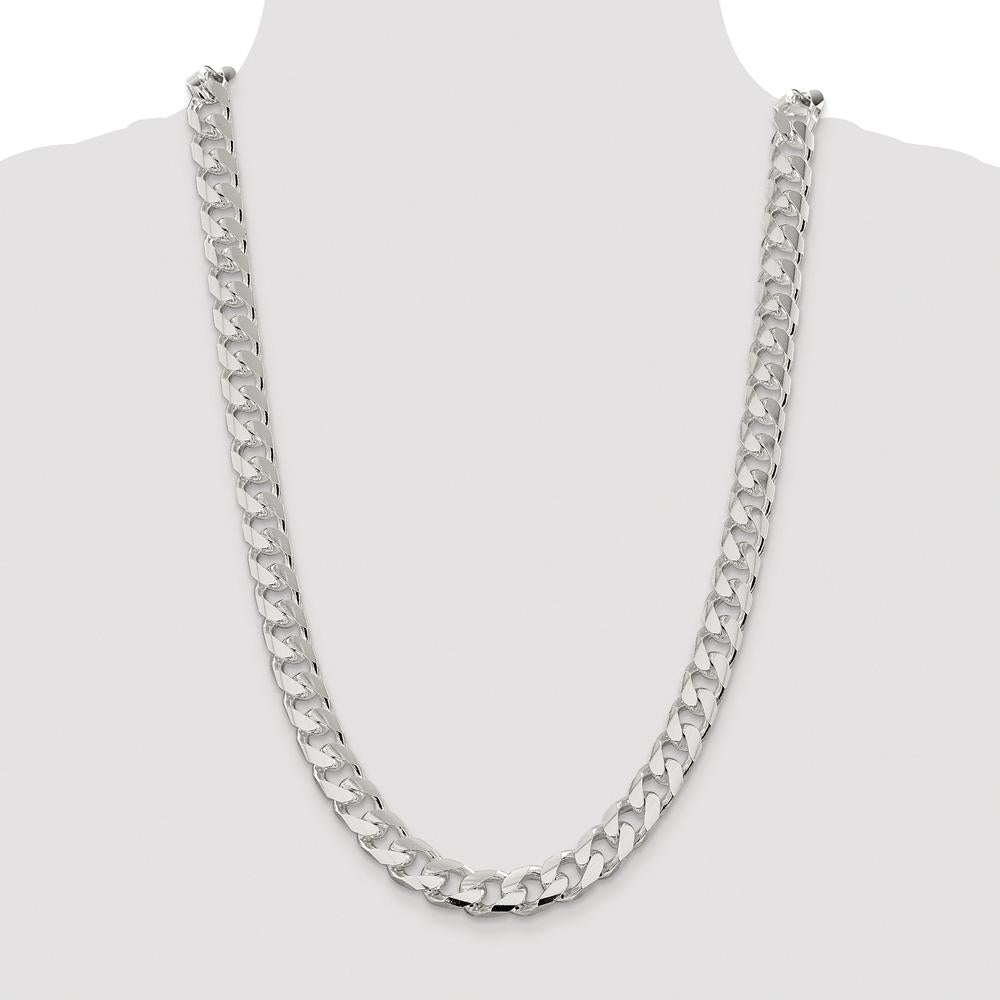 Sterling Silver Rhodium-Plated 26" Domed Curb Chain with Diamond-Cut Texture - 11mm Width by Lumare Gioia