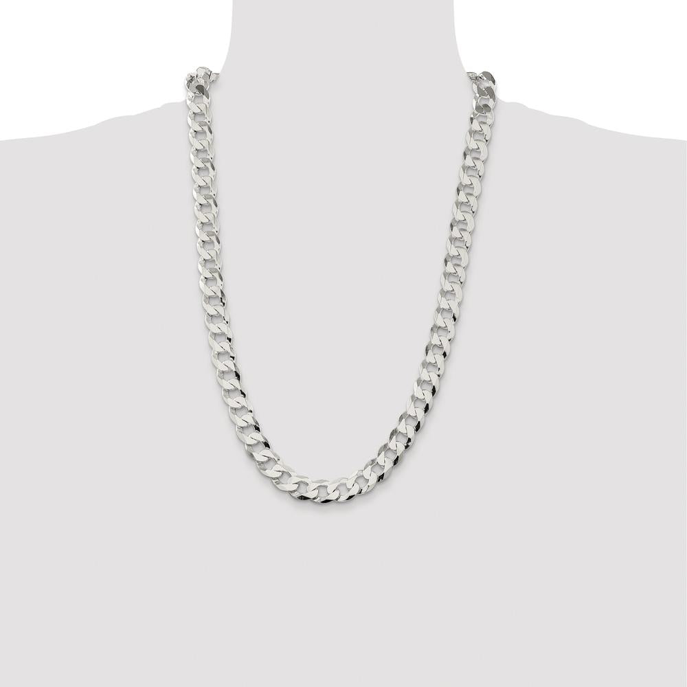 Sterling Silver Rhodium-Plated 26" Flat Curb Chain - 11.75mm Width by Lumare Gioia