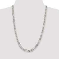 Sterling Silver Rhodium-Plated 26" Flat Figaro Chain - 7.25mm Width by Lumare Gioia