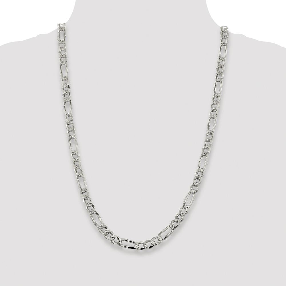 Sterling Silver Rhodium-Plated 26" Flat Figaro Chain - 7.25mm Width by Lumare Gioia