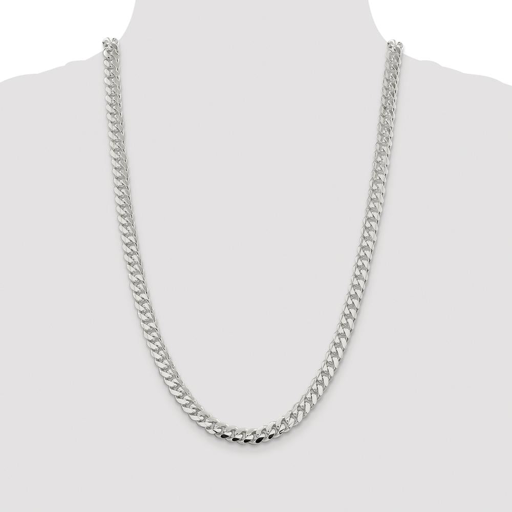 Sterling Silver Rhodium-Plated 26" Polished Curb Chain 7.8mm Width by Lumare Gioia